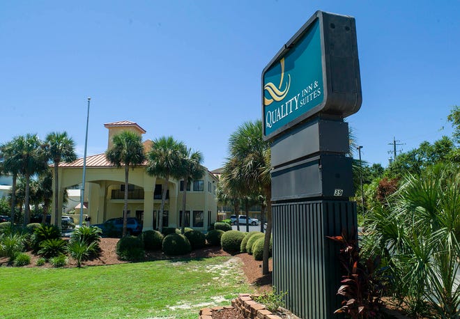 Miramar Seaside entrance, Florida’s TownePlace Suites resort plans are delayed